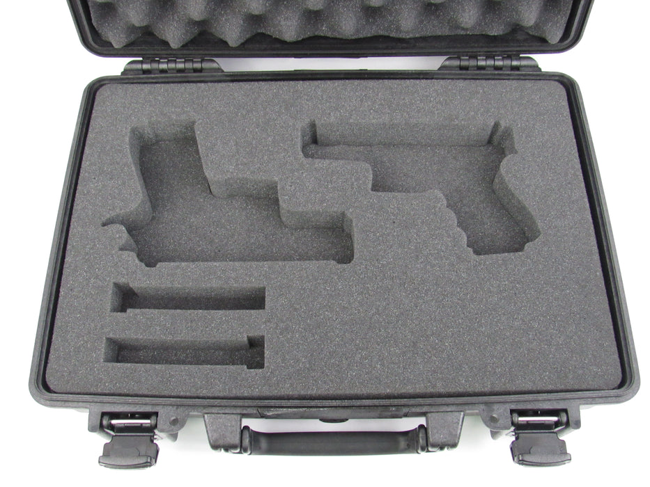 Pelican Case 1470 with Custom Foam Insert for 2 Pistols and Magazines-Cobra Foam Inserts